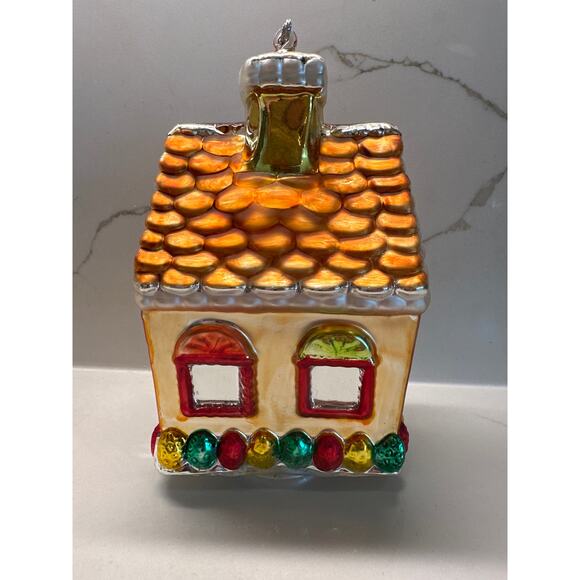 Gingerbread House Large  Mercury Glass Ornament - Picture 1 of 11